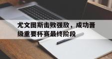 爱游戏网页版-尤文图斯击败强敌，成功晋级重要杯赛最终阶段